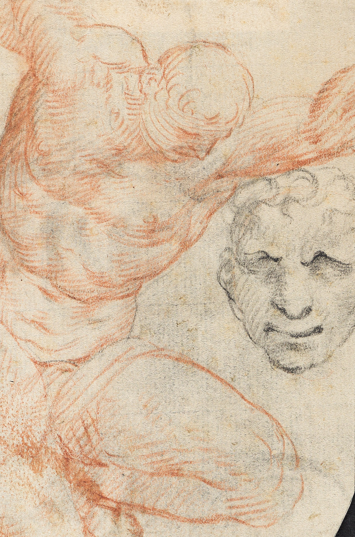 PELLEGRINO TIBALDI (CIRCLE OF) (Bologna 1527-1596 Milan) Sheet of Studies with a Kneeling Figure and a Male Head.